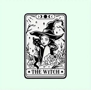 Spooky Witch Tarot Lapel Pin, Cartoon Design, Enamel Brooch